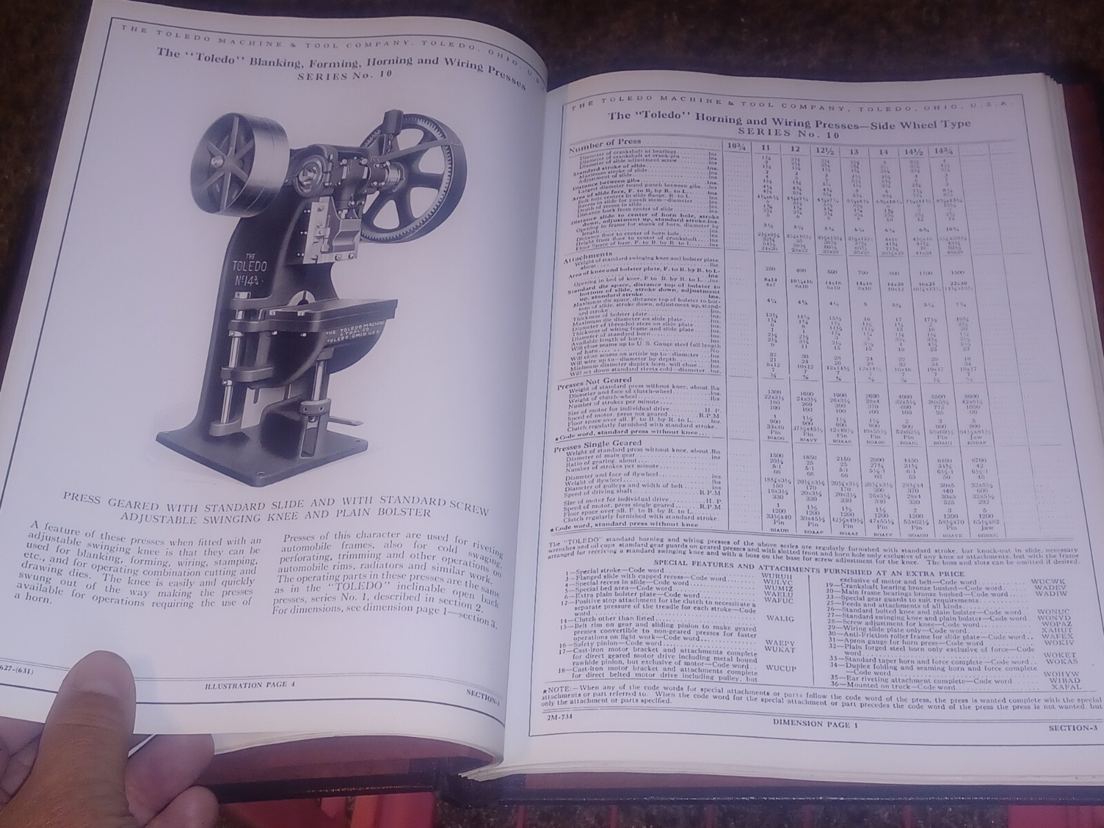 OLD Toledo Ohio Machine & Tool Catalog Book Presses Machinery Dies SHEET METAL