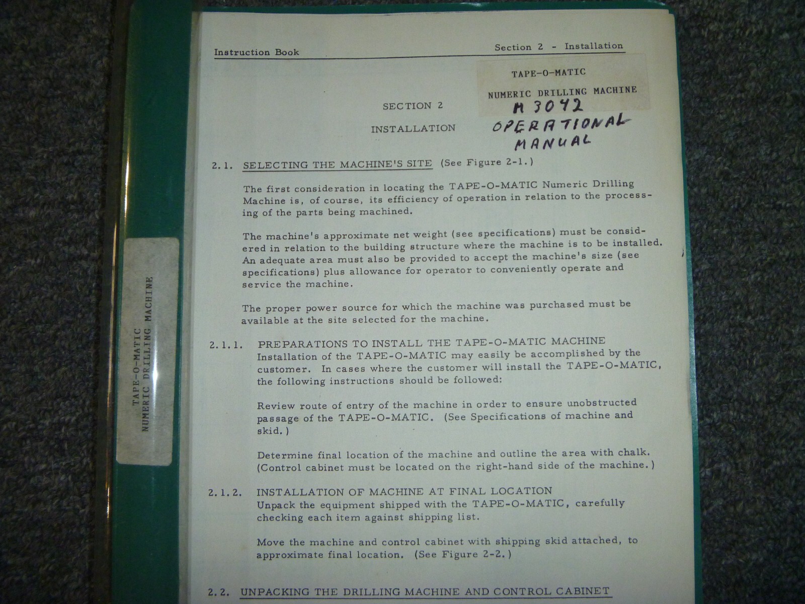 Pratt & Whitney M3042 Numeric Drilling Machine Owner Operator Instruction Manual