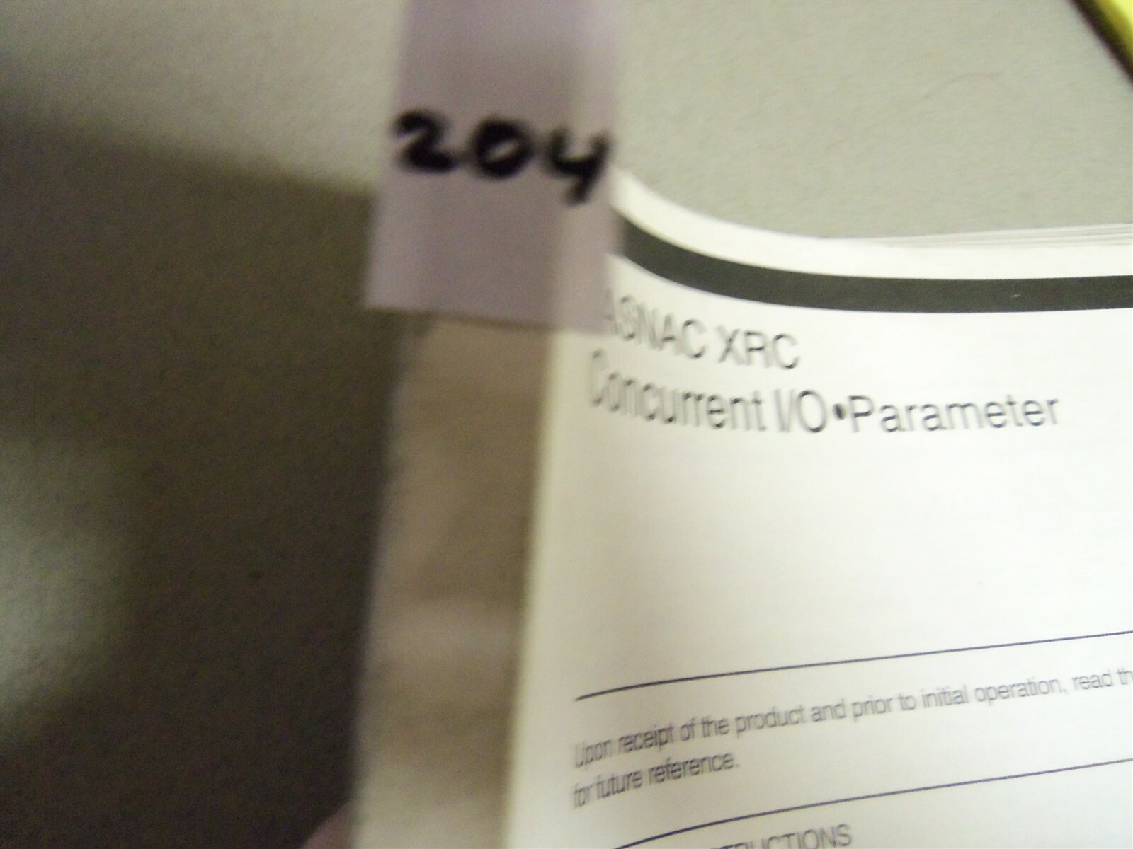 Yaskawa Yasnac XRC Concurrent I/O Parameter Manual RE-CK1-A410 #204