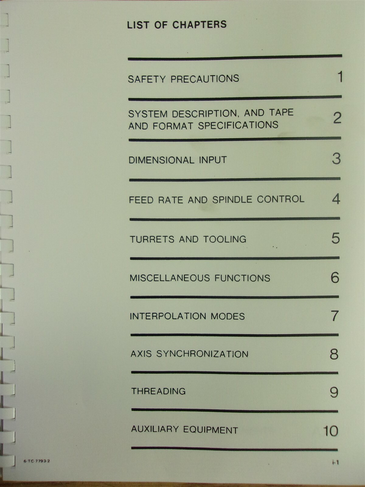 Cincinnati Milacron 6-TC-7793-2 Cinturn ML CNC-TC Programming Manual