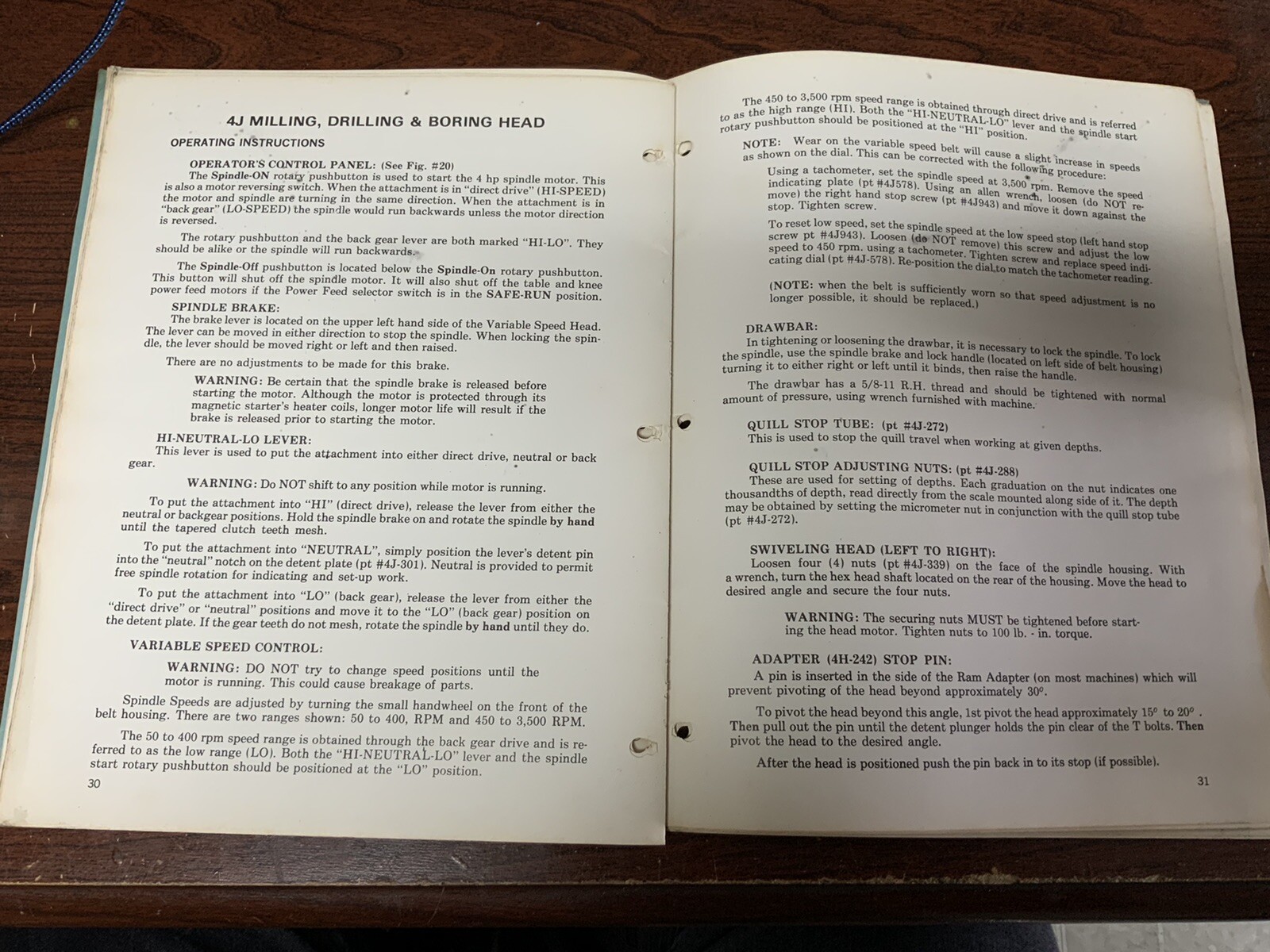 BRIDGEPORT SERIES Il OPERATION AND MAINTENANCE MANUAL FOR MILLING MACH.( Used )