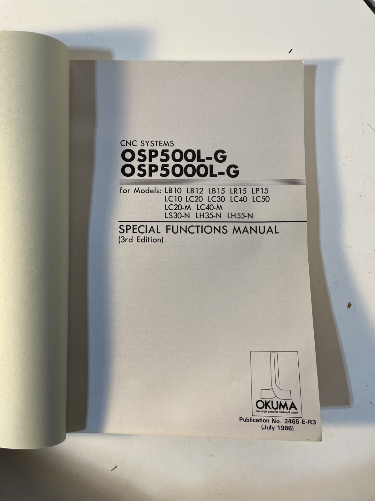Okuma OSP500L-G/OSP5000L-G CNC Systems Special Functions Manual 2465-E-R3 A2