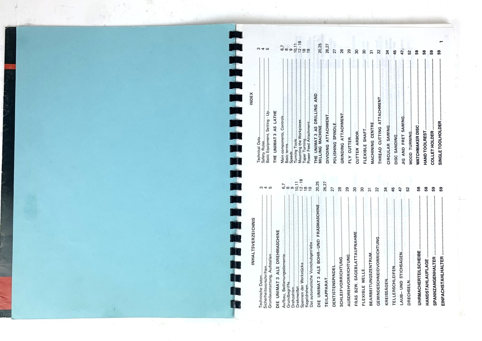 Emco Unimat 3, and Betriebsanleitung Instruction Book