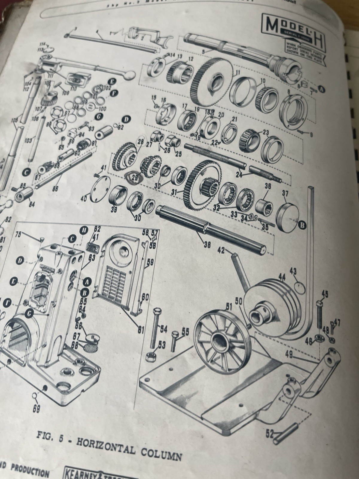 Kearney & Trecker Corporation Replacement Parts Manual Model H 5hp No.2