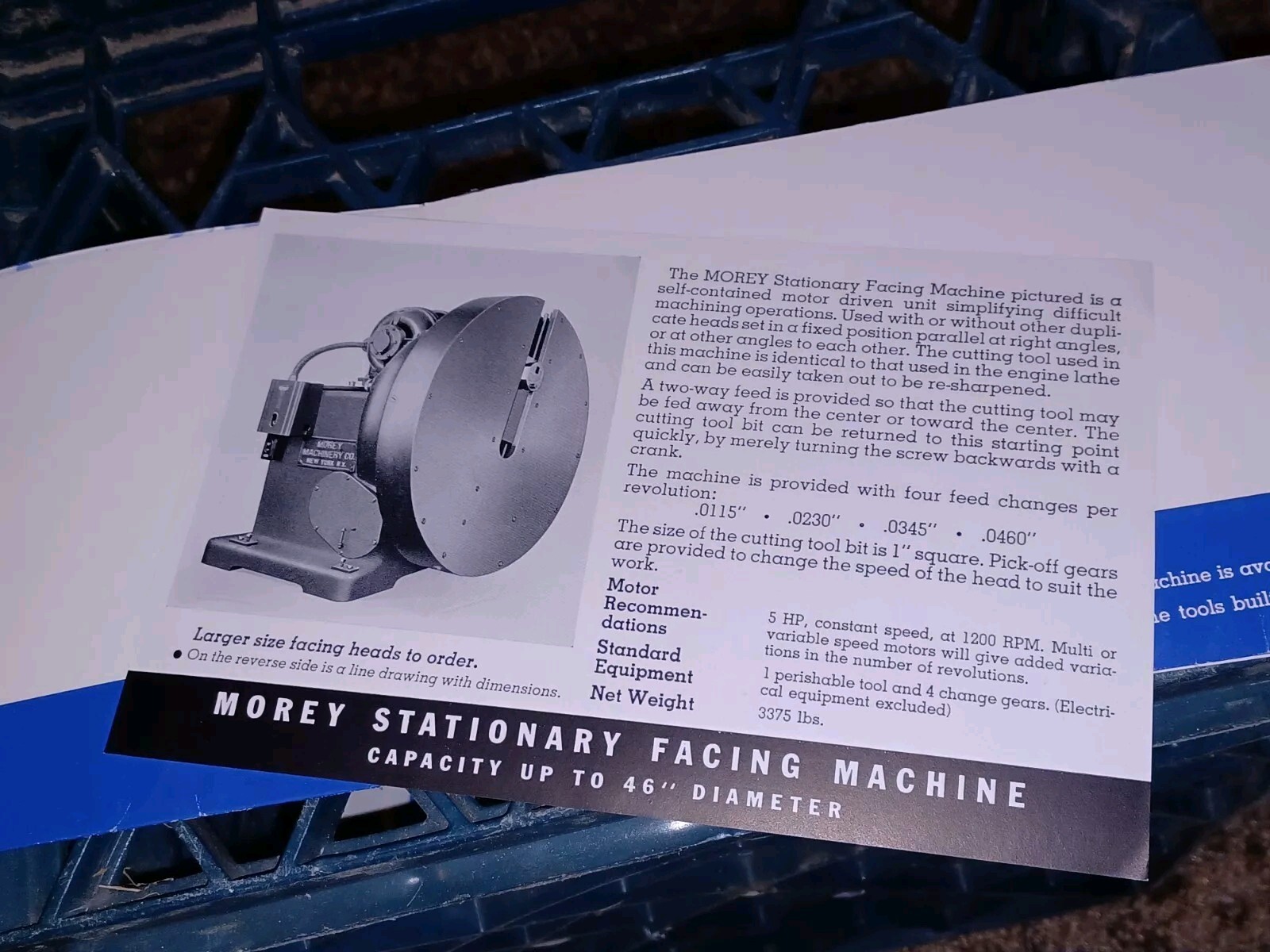 MOREY MACHINE TOOL CATALOG Turret Lathes Shapers Milling Drills SALES FLYER LOT