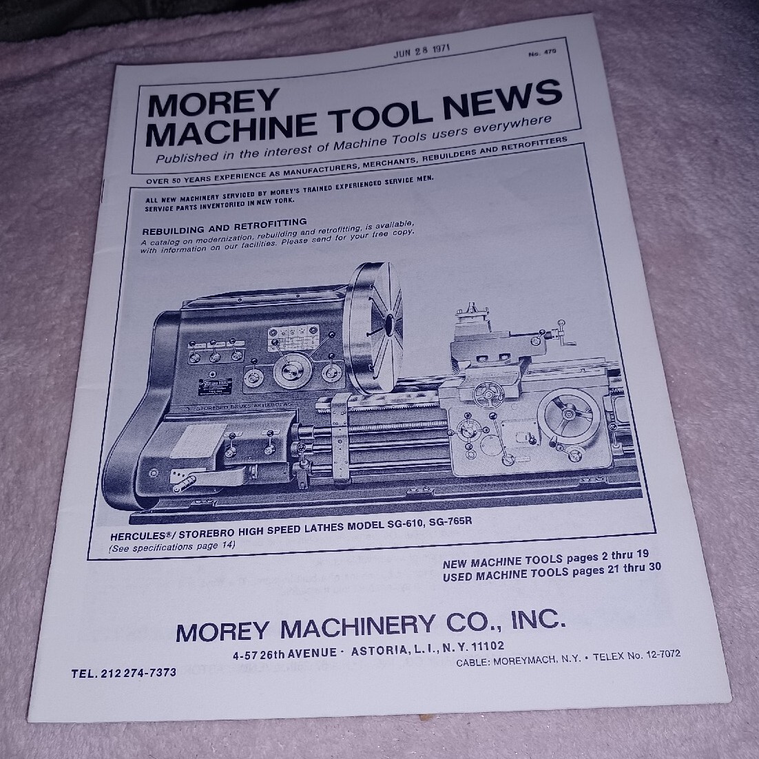 MOREY MACHINE TOOLS NEWS NO #470 w Advertising 1971 TURRET LATHES machinist VTG
