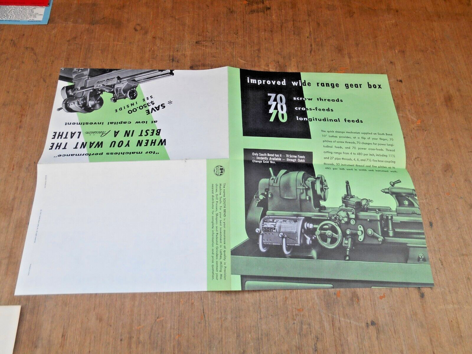 VTG. SOUTH BEND LATHE MAILERS & FLYERS , 1947 , 1958 , 1961 , LOT OF 4