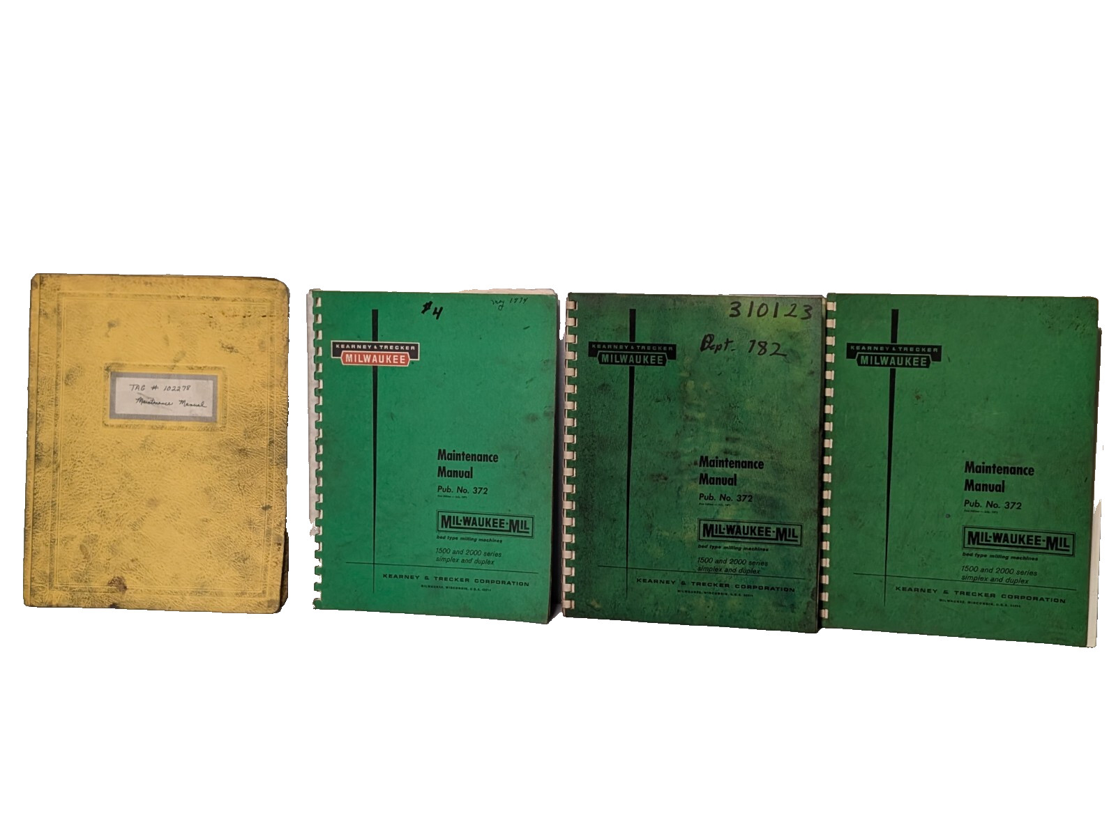 Lot of 4: Kearney & Trecker Milwaukee-Mil Pub. 372 Maintenance Manuals Bed-Type