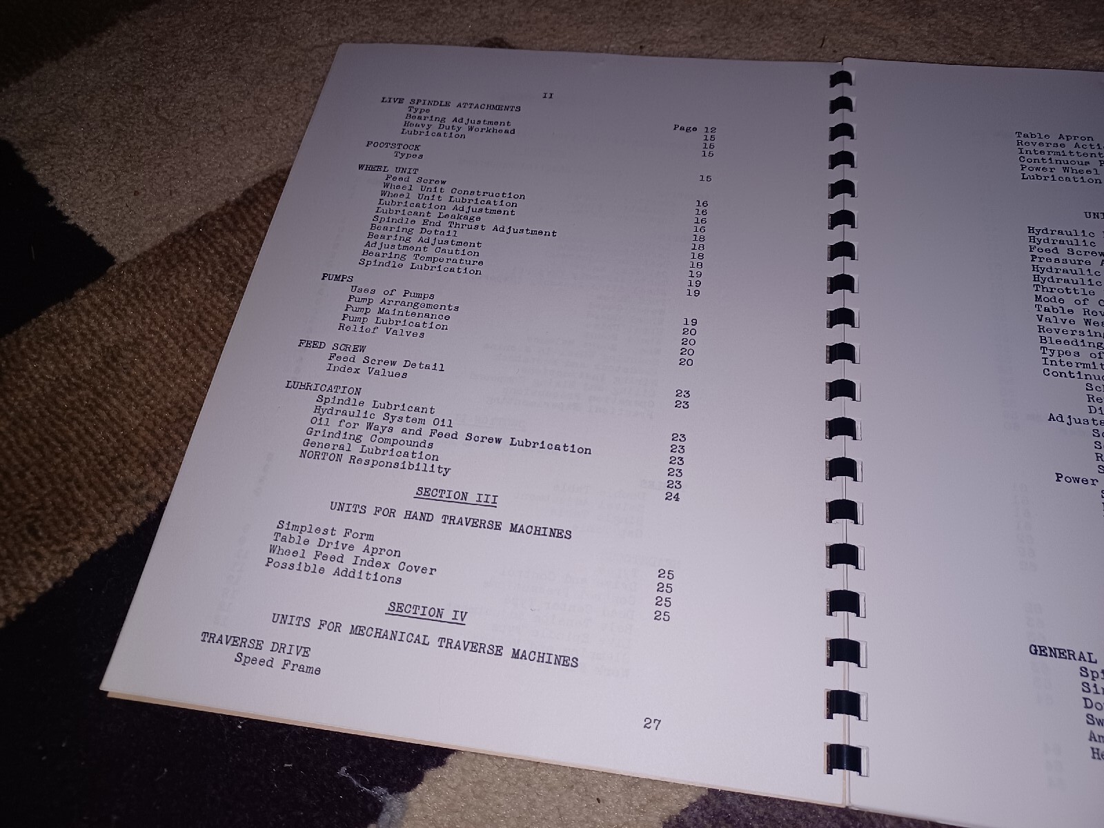 NORTON 14 16 18 Type C Cylindrical GRINDERS Instruction Parts Manual 1545-9 Book