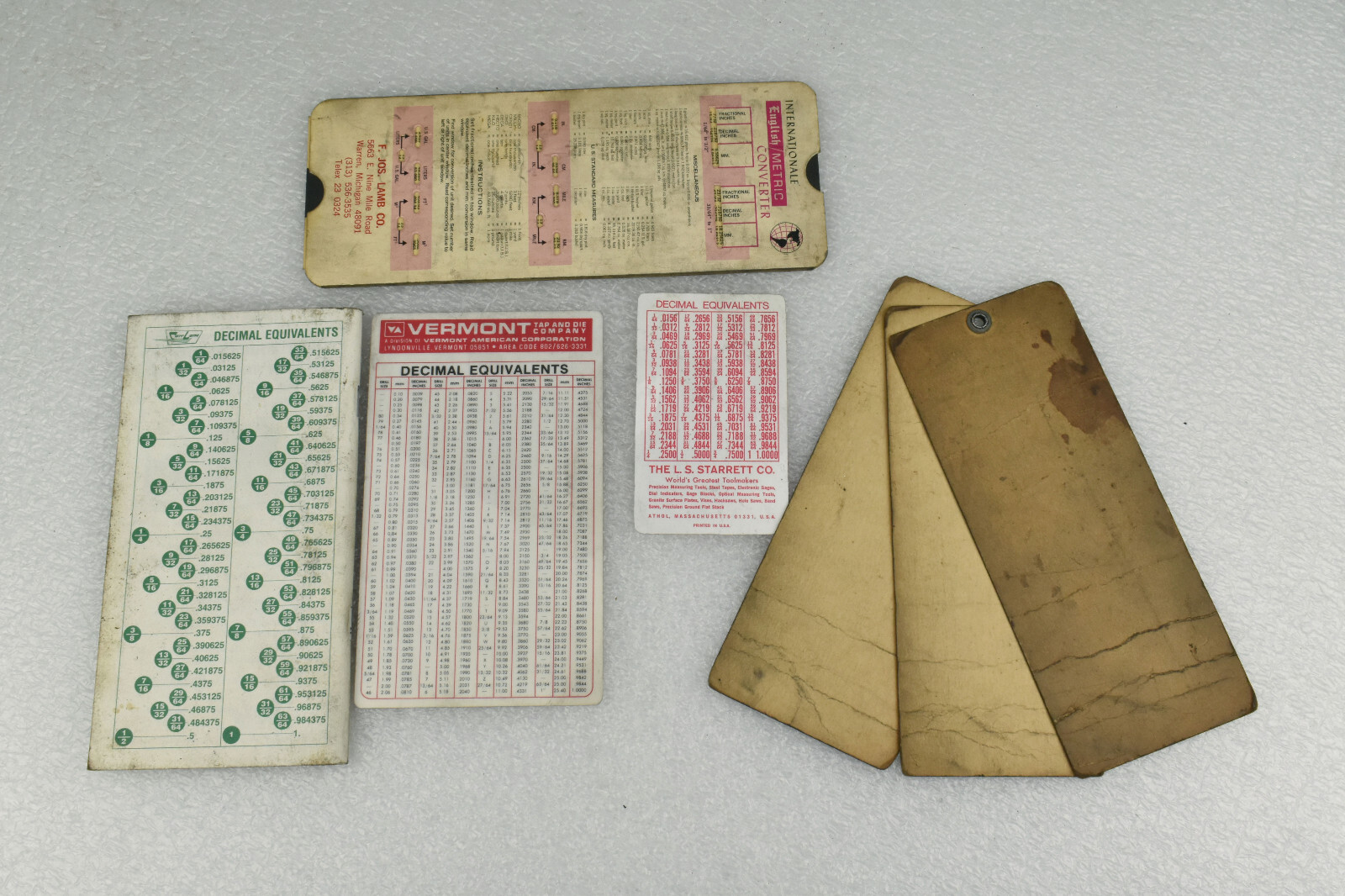 VTG Lot of Machinist Reference Guide Chart Cards Booklet Carr Lane Trigonometry
