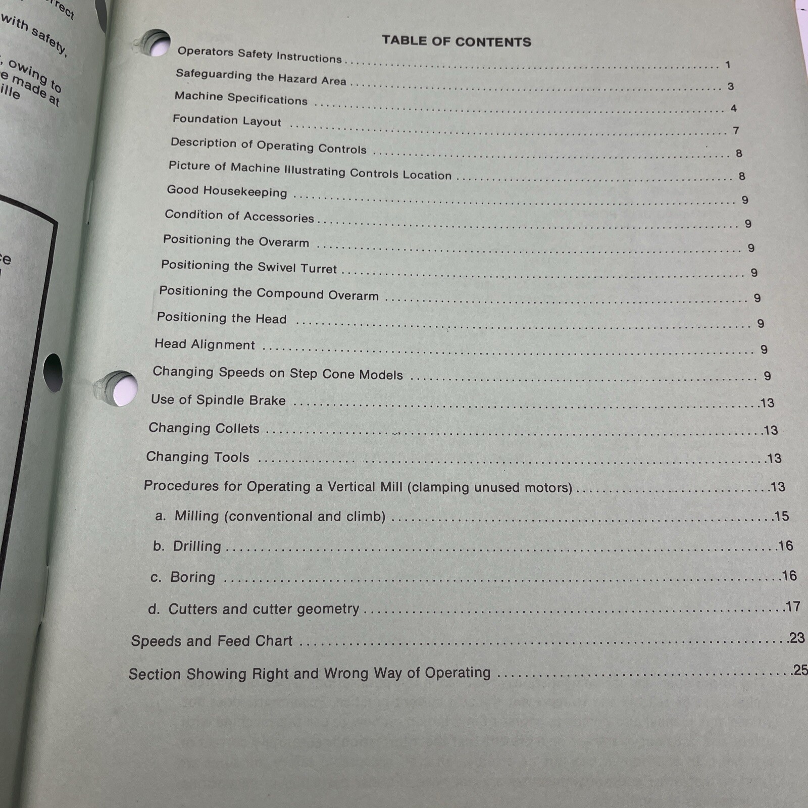 POWERMATIC Millrite Vertical Milling Machine Owner Operator’s Manual