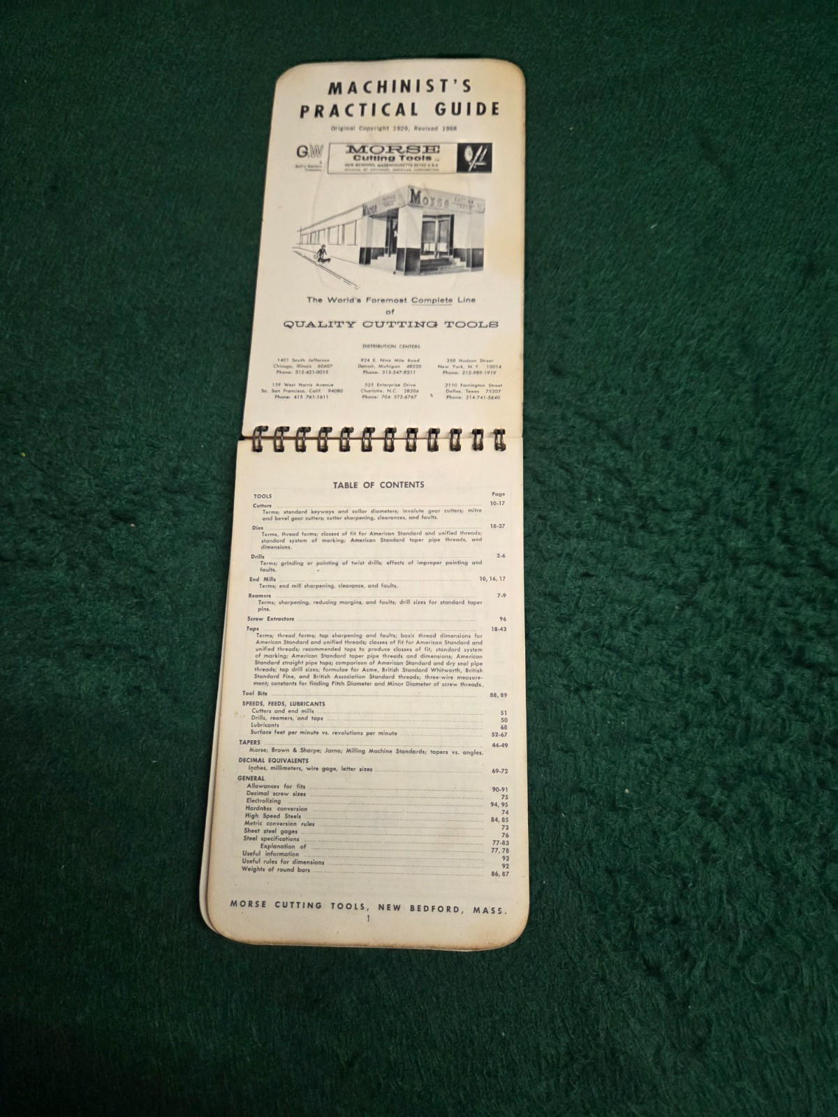 Vintage Machinist’s Practical Guide Morse Cutting Tools Pocket Book 1968