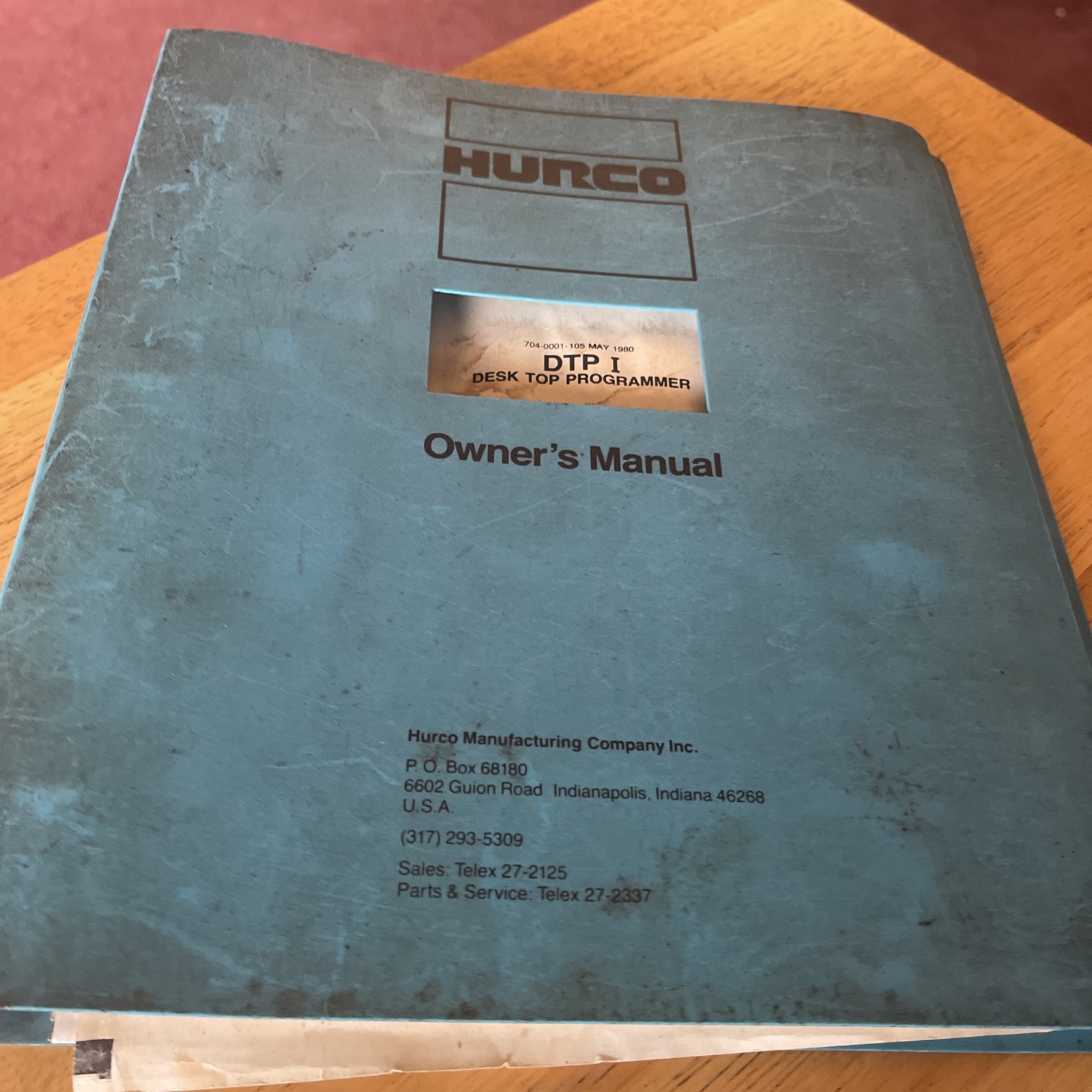 Hurco DTP 1 Desk top Programmer Owner’s Manual