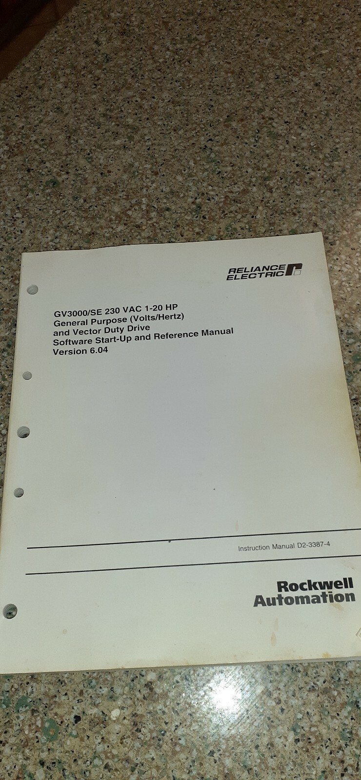 Reliance Electric Instruction Manual D2-3387-4 GV3000/SE