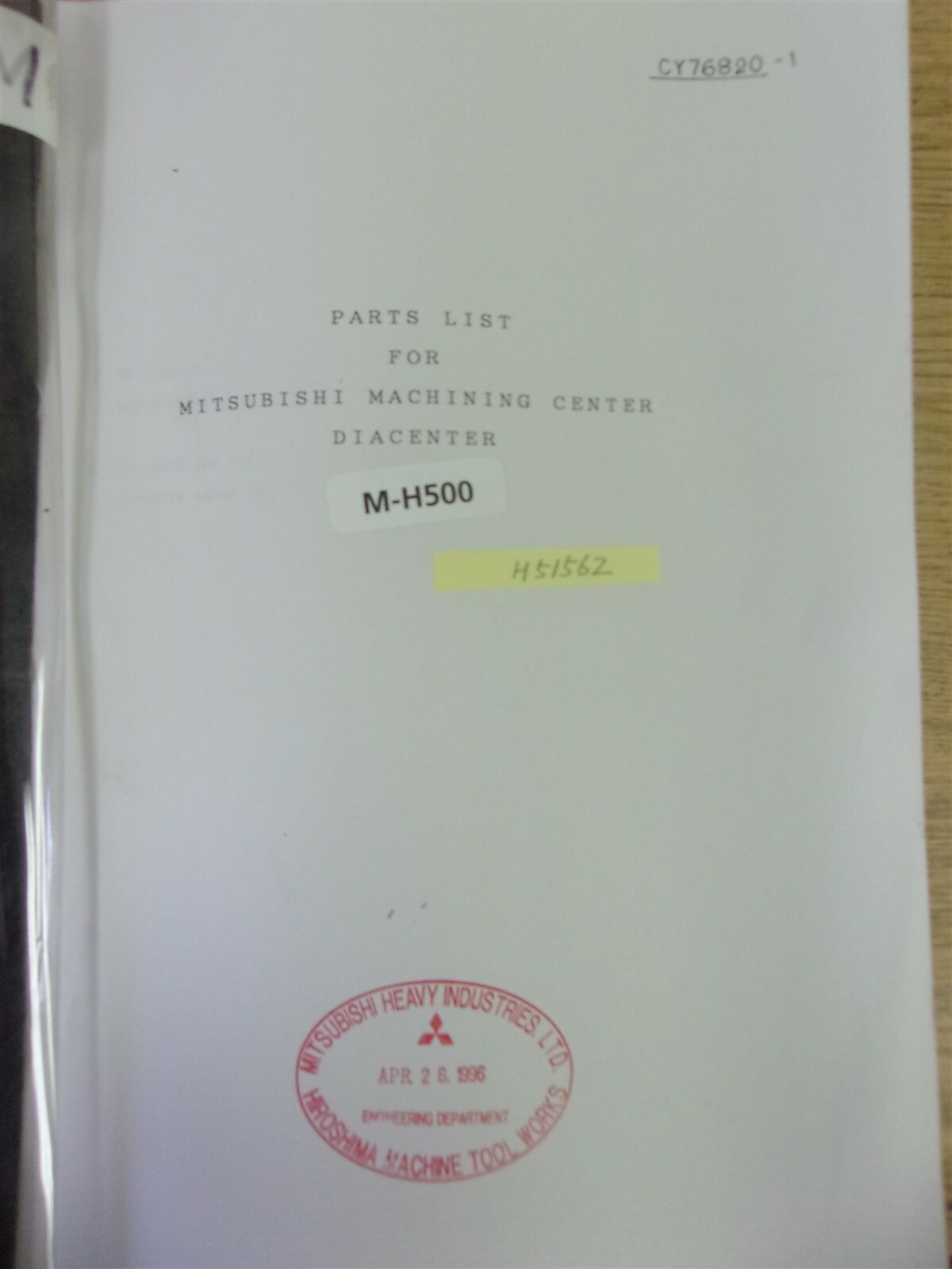 Mitsubishi Diacenter Machining Center Parts List *FREE SHIPPING*