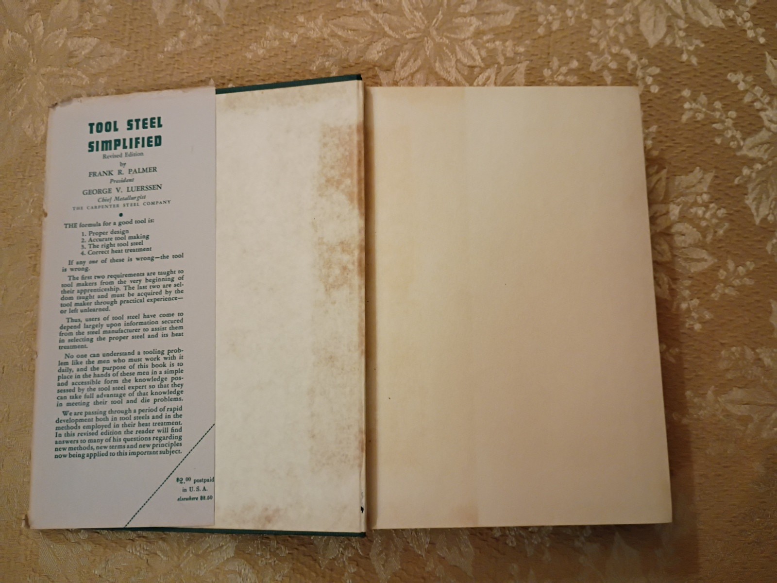 1948 Tool Steel Simplified Revised Edition Carpenter Steel Co Hardcover DJ Book