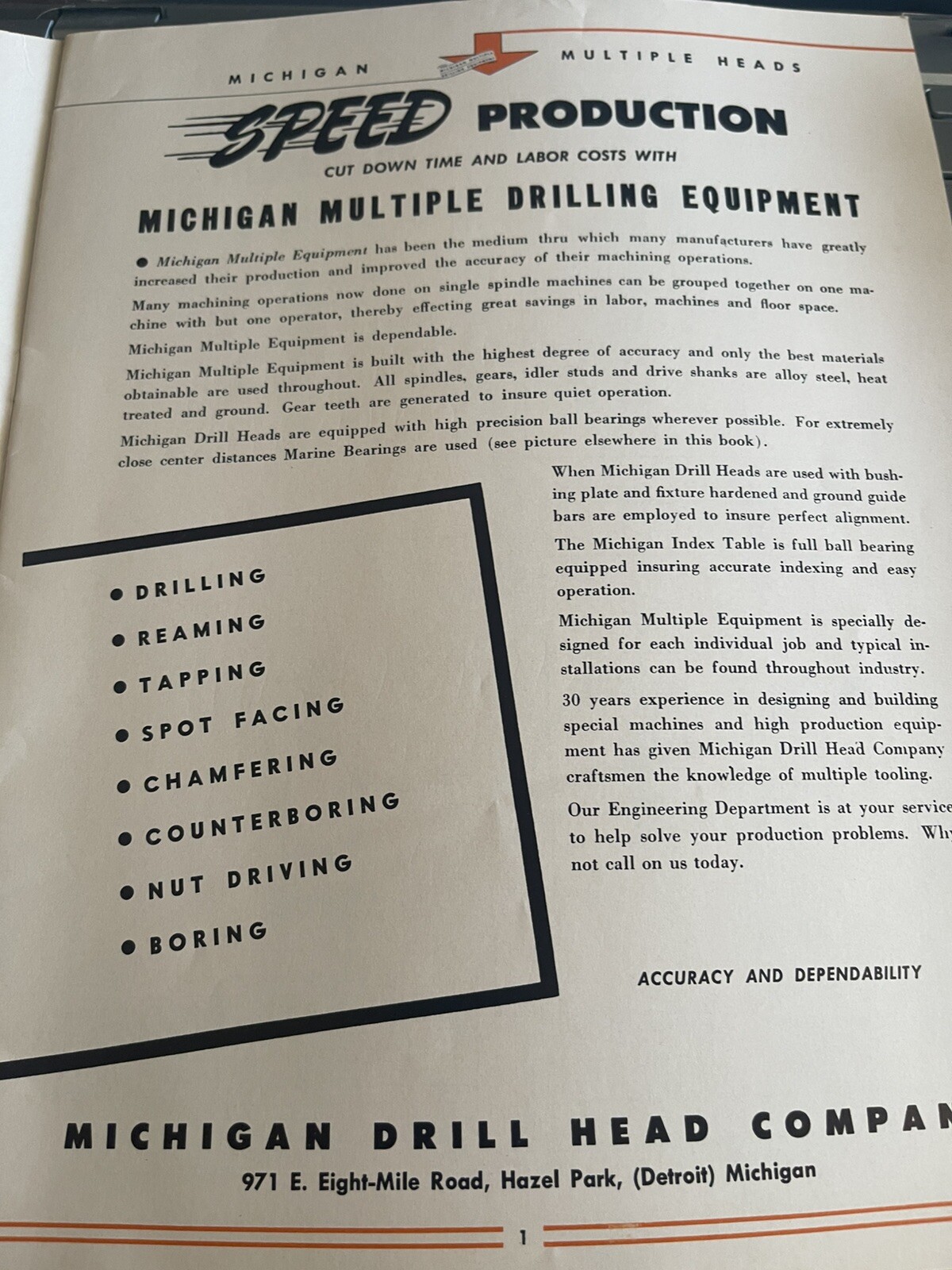 Michigan Drill Head Sales Catalog