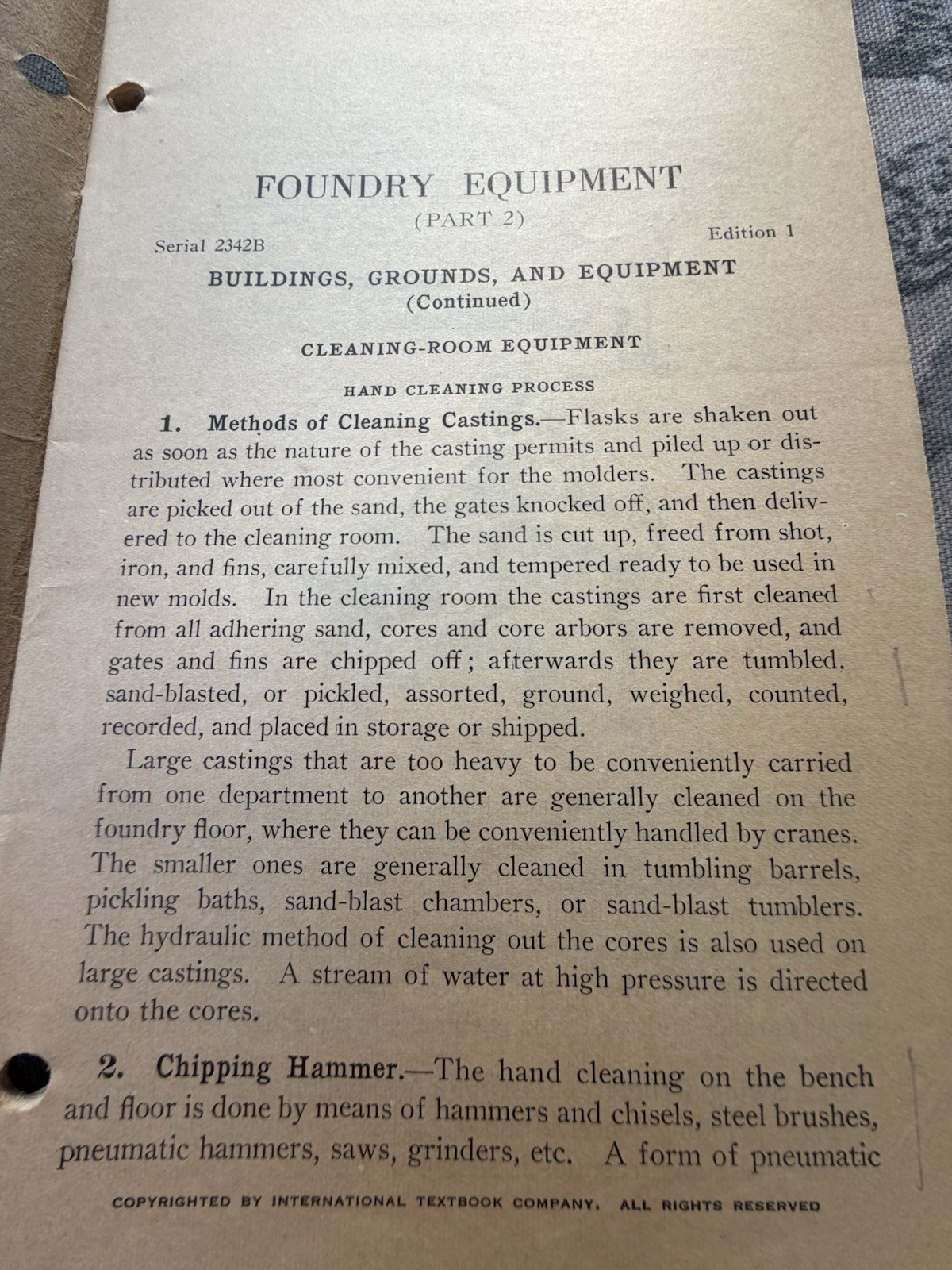 Rare 1928 Foundry Equipment Metal Casting Illustr. 60pp. SHIPS FREE