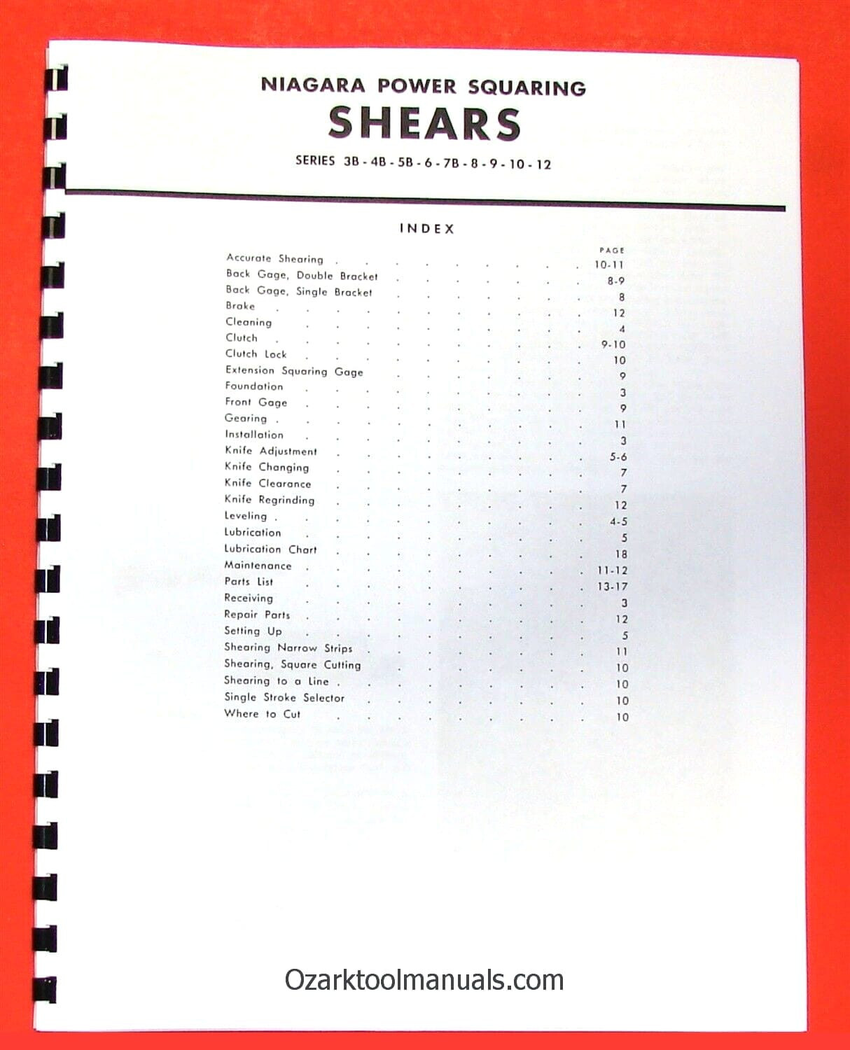NIAGARA Power Shears Series 3B-4B-5B-6-7B-8-9-10-12 Service & Parts Manual 0825