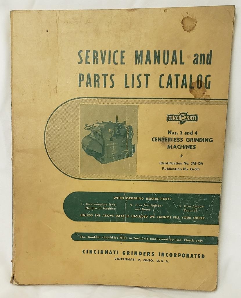 Cincinnati No. 3 and 4 Model EA Centerless Grinding Machine Service Manual