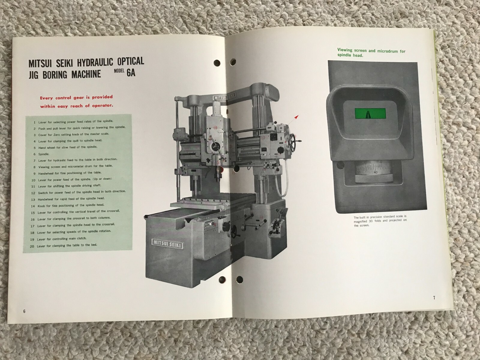 MITSUI SEIKI 6A OPTICAL JIG BORING AND MILLING MACHINE SALES CATALOG