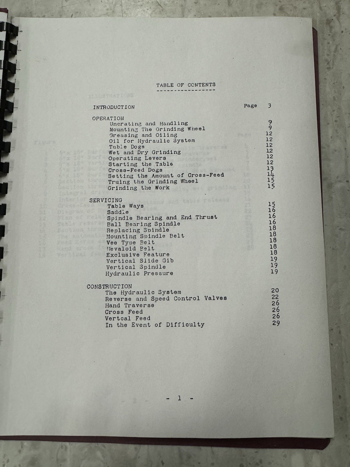 Norton Surface Grinder Instruction And Parts Manual 6” x 18”
