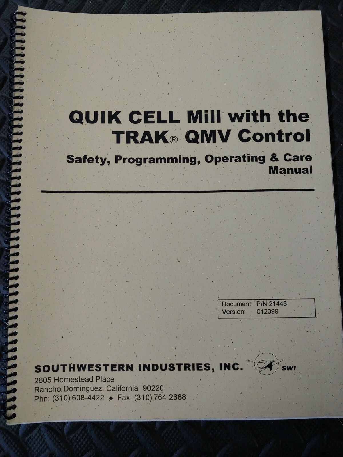 Southwestern Industries Quik Cell with QMV Control Programming Manual