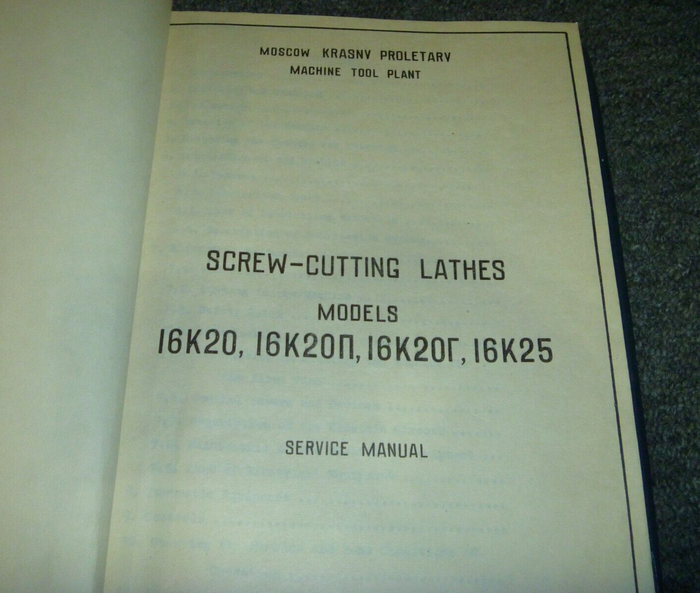 Moscow Machine Tool 16K20N Screw Cutting Lathe Shop Service Repair Manual xz