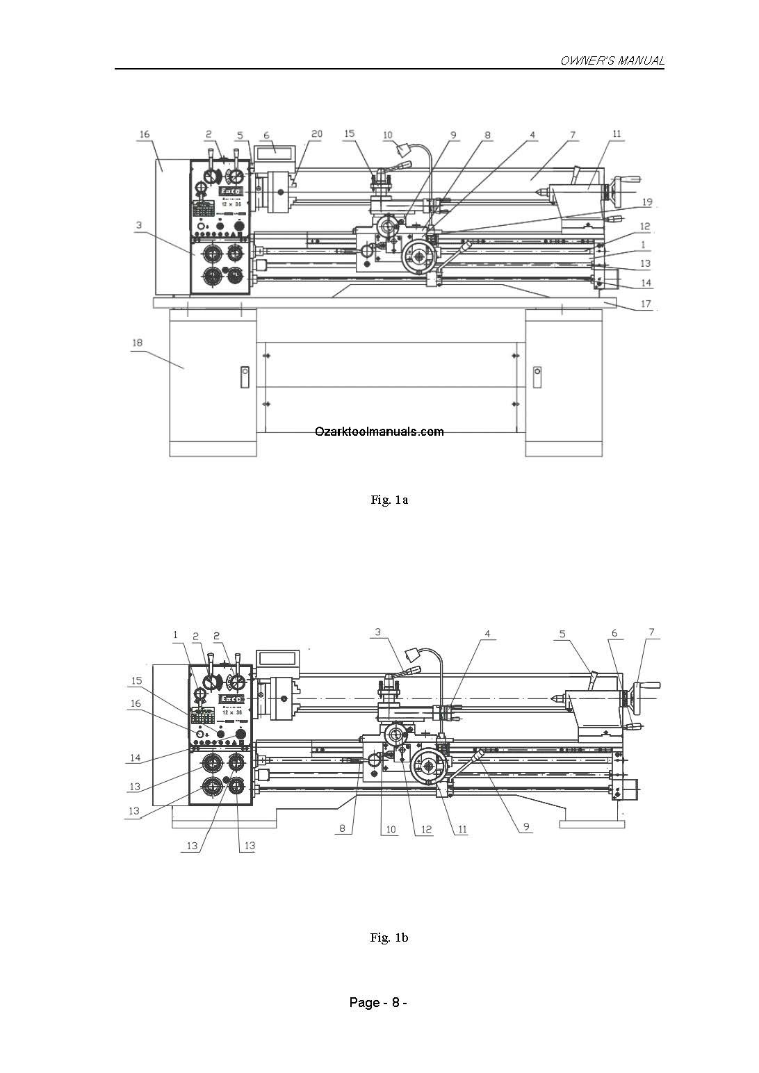 Enco-JET-Asian 1236 1340 Metal Lathes 411-0105 411-0106 Owner’s Part Manual 1211