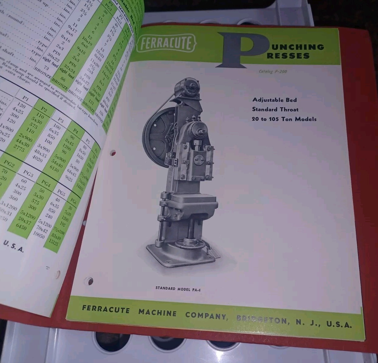 Vtg Ferracute Machine Tool Catalog Lot Stamping Presses Brakes 1940’s PROPOSAL