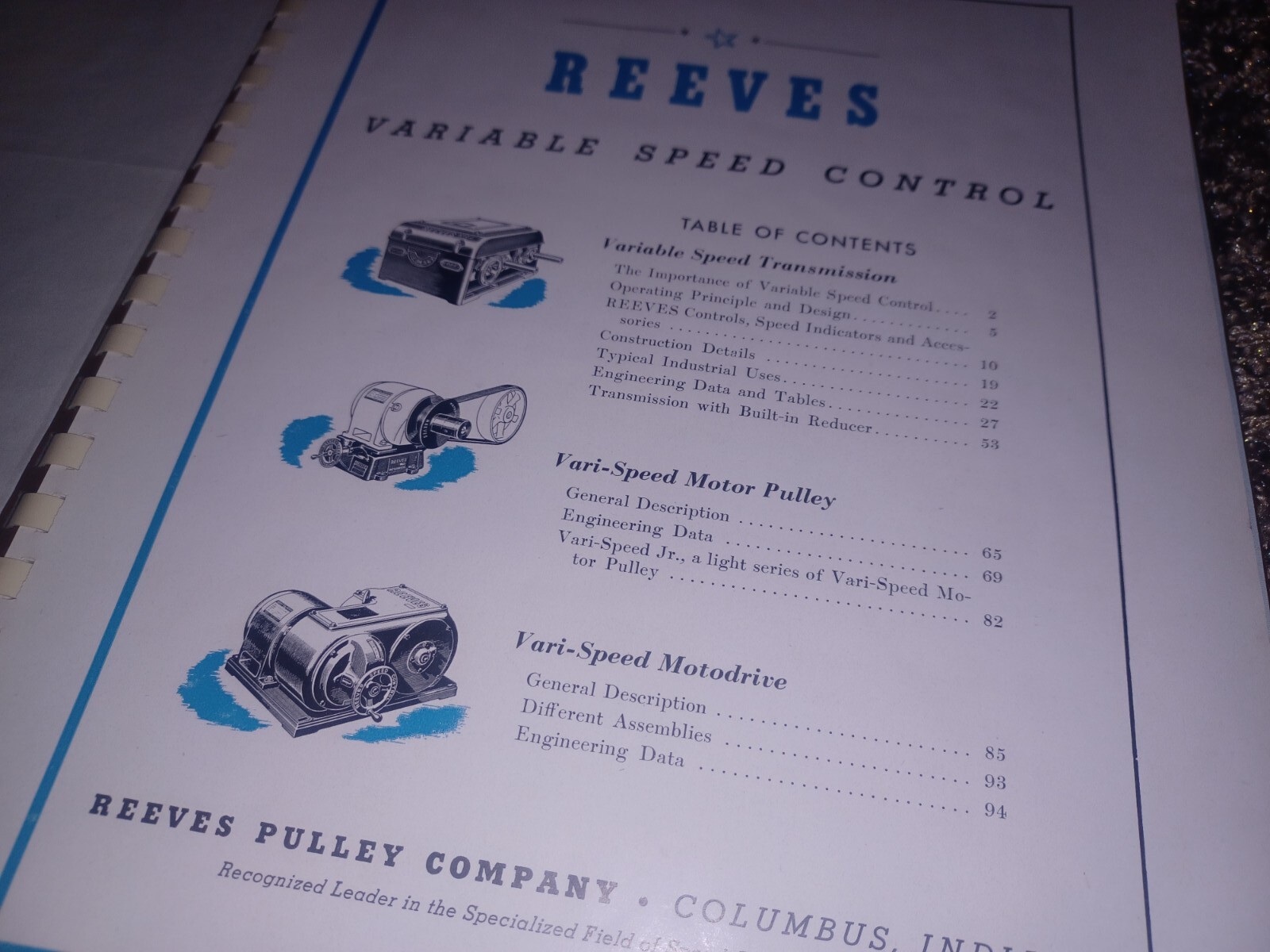 1942 Reeves Speed Control Parts Catalog Manual W company Letter MACHINIST TOOLS