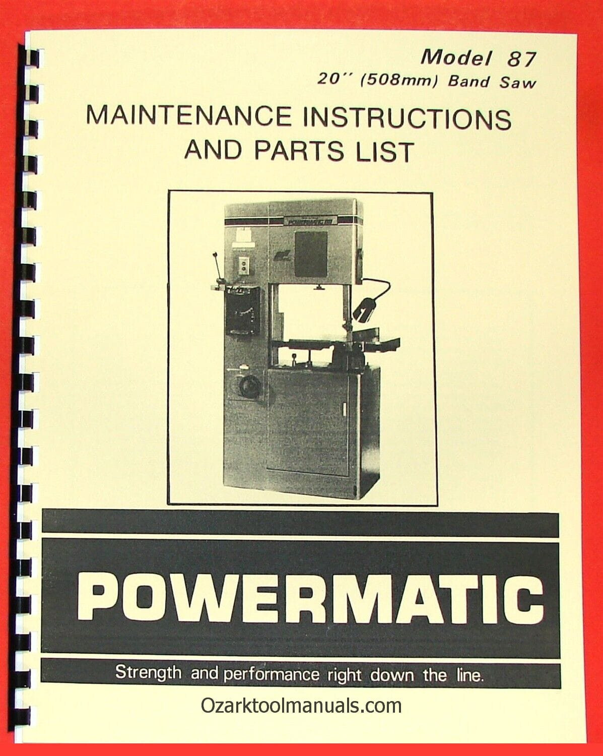 POWERMATIC Model 87 20″ Band Saw Maintenance Service Parts Manual 0521