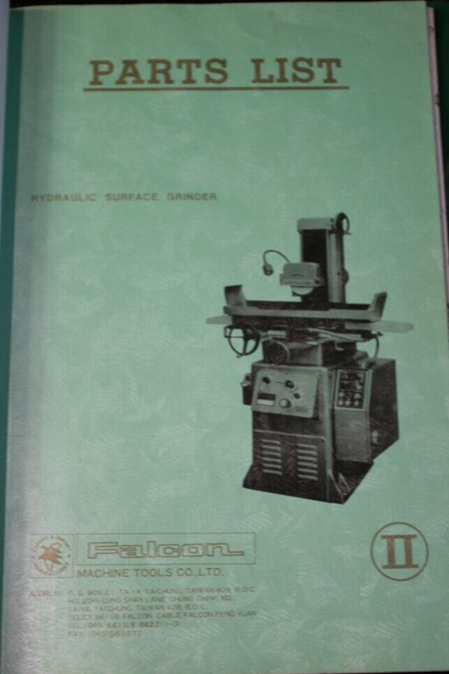 Chevalier FSG-2A618, 2A20, 2A20D,3A20 Surface Grinder Operations & Parts Manual