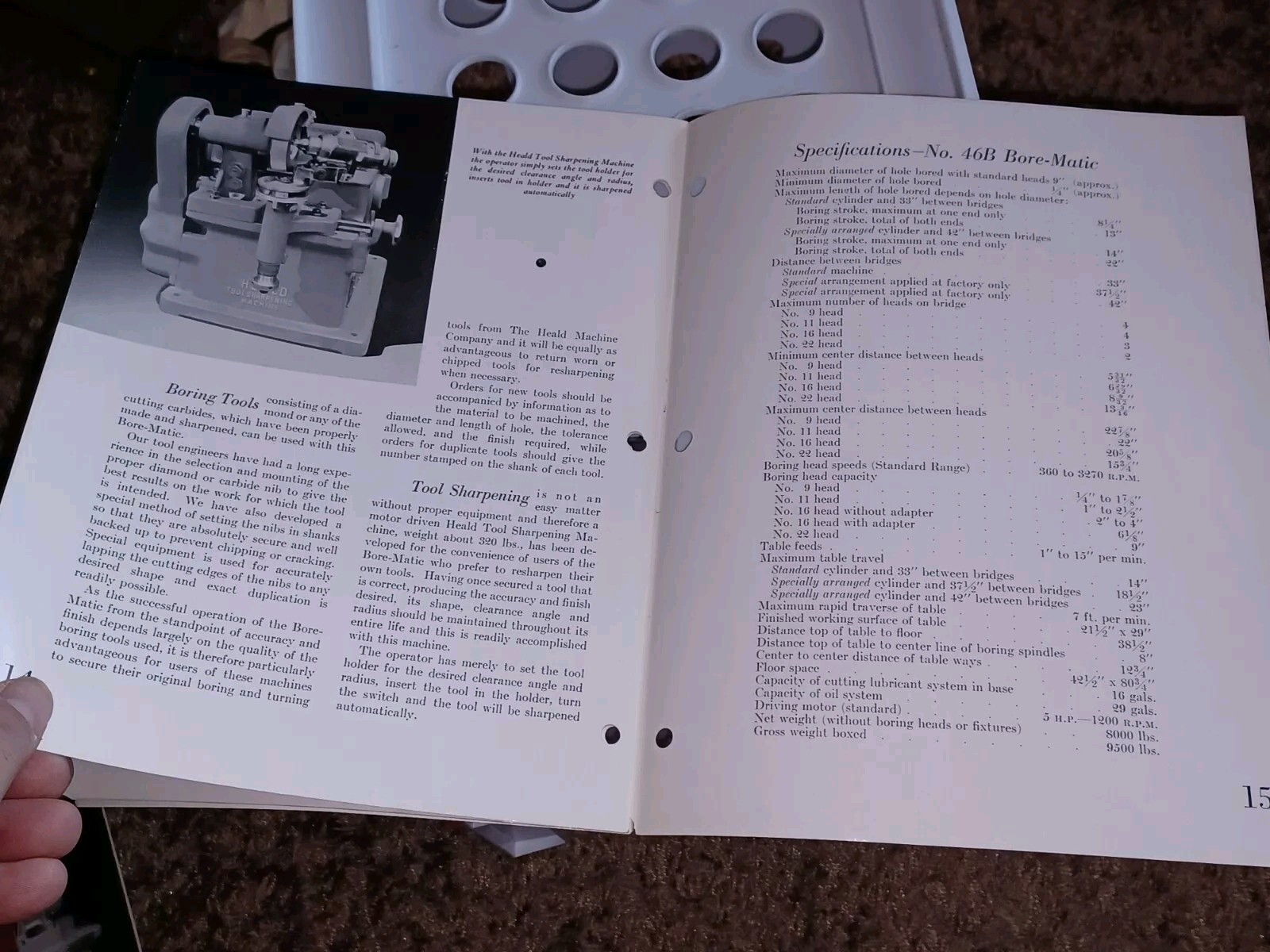 HEALD COMPANY Sales Catalog Bulletin BORE MATIC PRECISION BORING MACHINE NO 46B