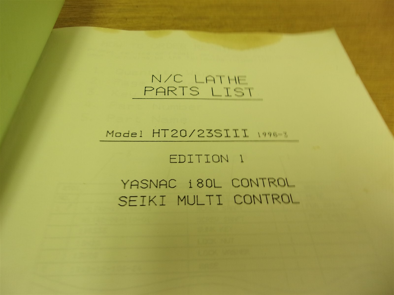 Hitachi Seiki Parts Manual HT20S III 23S Edition 1 “19” *FREE SHIPPING*