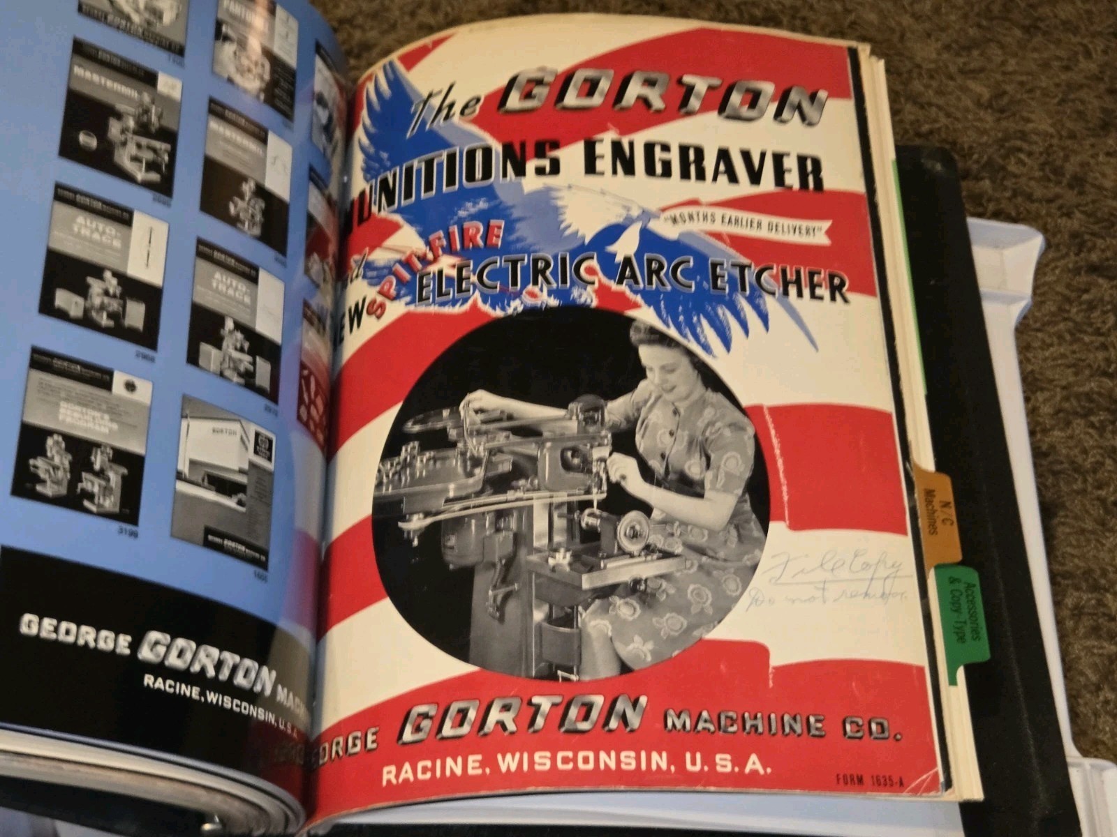 VTG Gorton Fine Machine Tools Sales Catalog Binder Book Brochure Lot MACHINIST