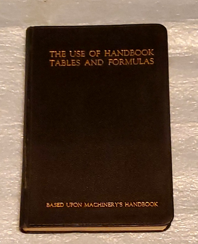 1931 The Use Of Handbook Tables & Formulas Based Upon Machinery’s Handbook Black