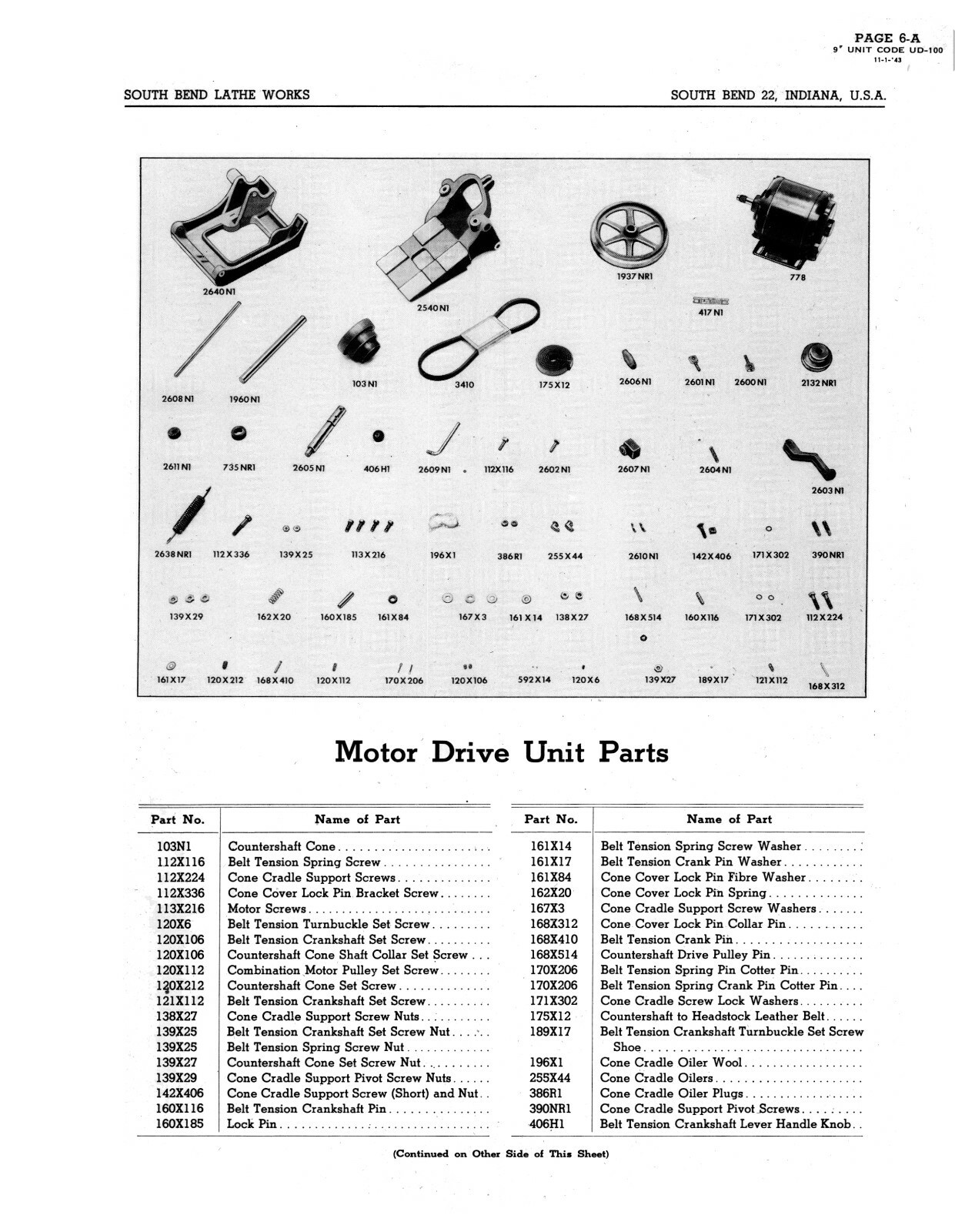 South Bend 9″ Model B Lathe Standard Change Gear lathes Parts Manual #1291