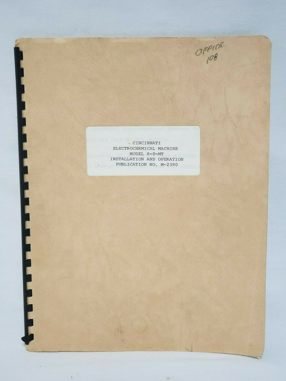Cincinnati Electrochemical Machine 8-0-MT Operation Manual M-2390 ECM