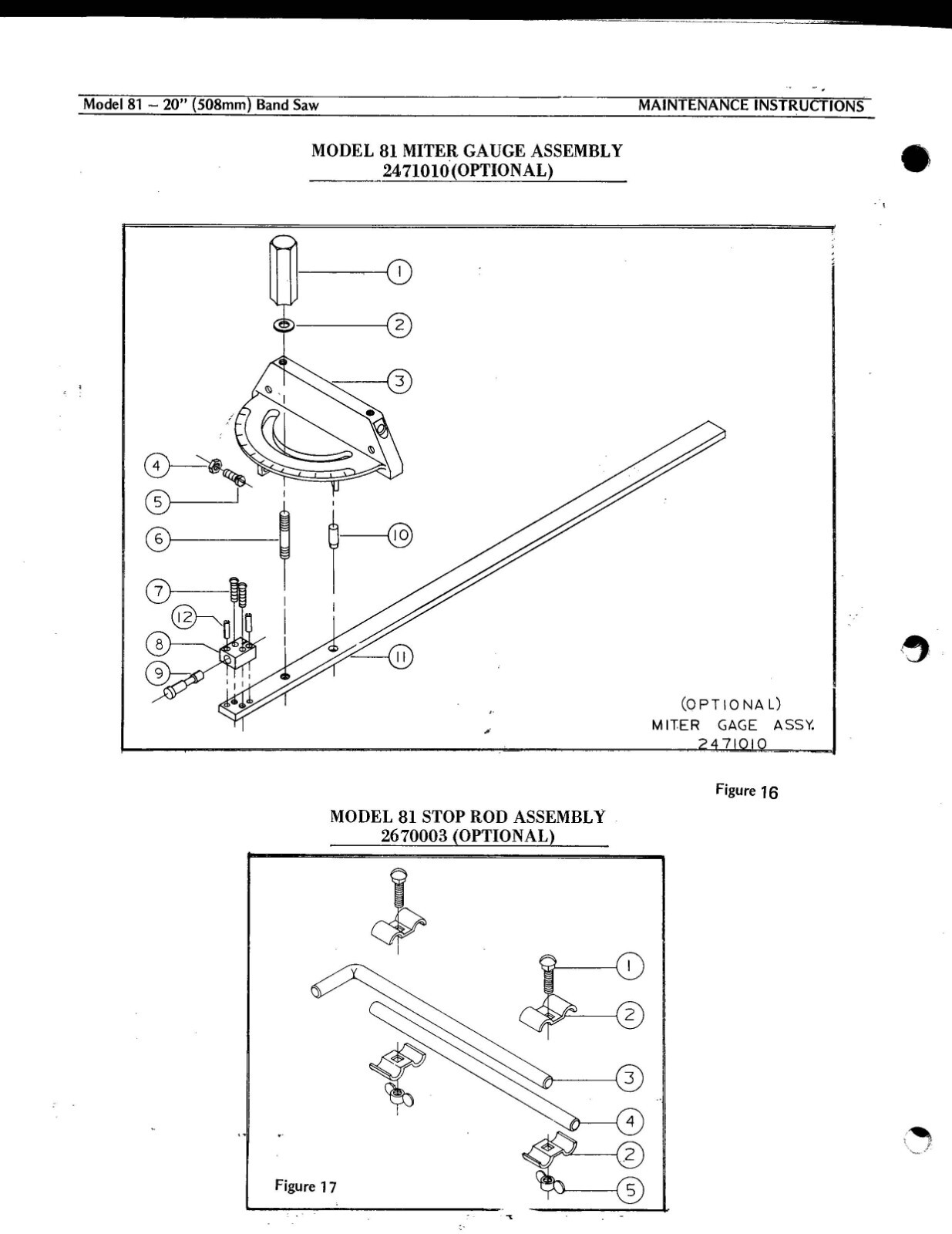 81 1983 Bandsaw Operation & Parts List Manual Fits Powermatic 81 20in PM81
