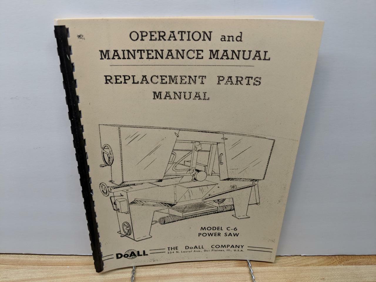 DoAll C-6 Metal Cutting Band Saw Handbook – Operation & Maintenance Manual