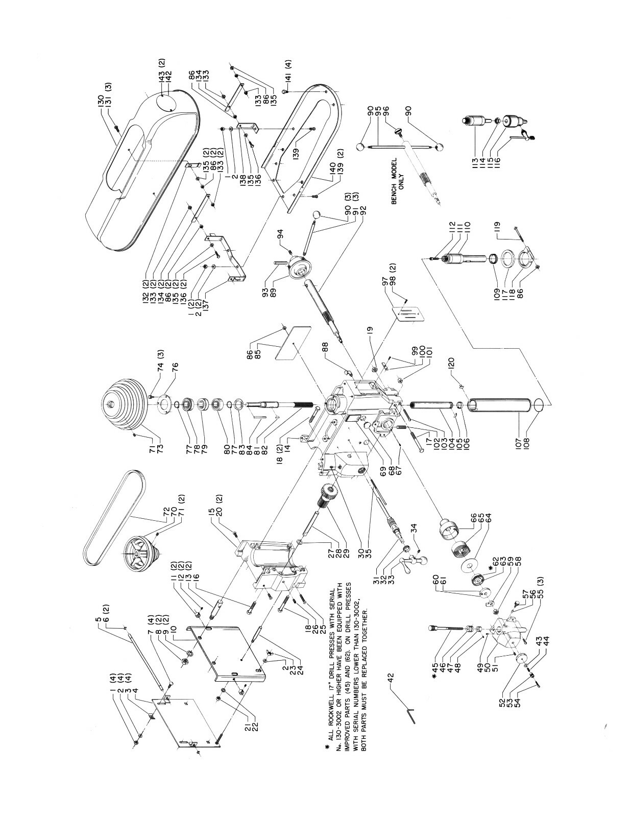 Delta 17″ Drill Press sn up to 137-5800 Operator & Parts List Manual #1927