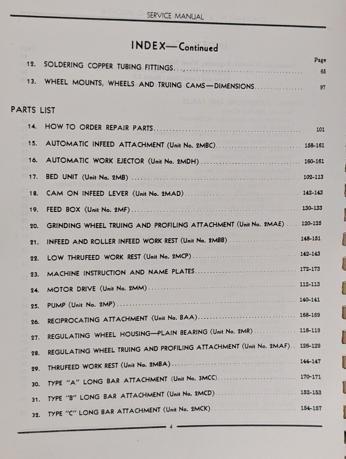 Cincinnati G-522-4 Parts & Service Manual for No. 2 Centerless Grinding Machine