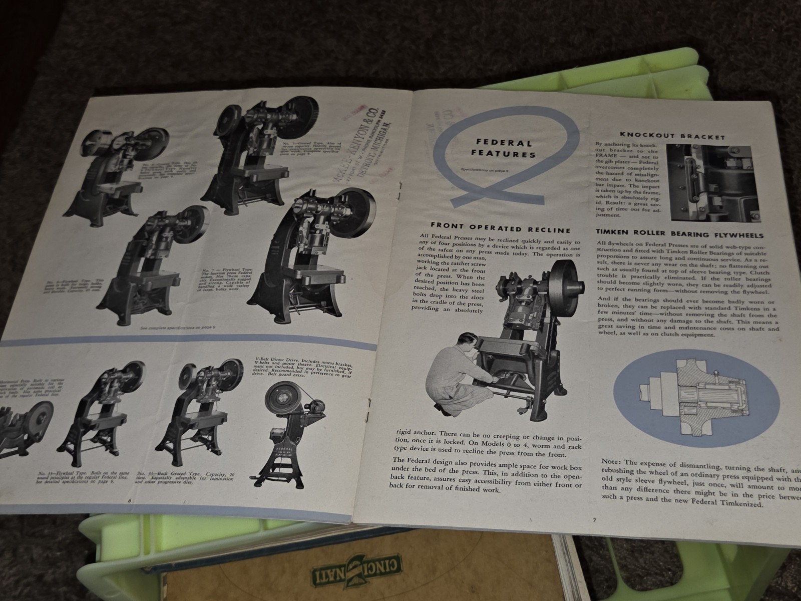 FEDERAL PRESS COMPANY Open Back Dial Feed SALES CATALOG BOOK Machinist Tool VTG