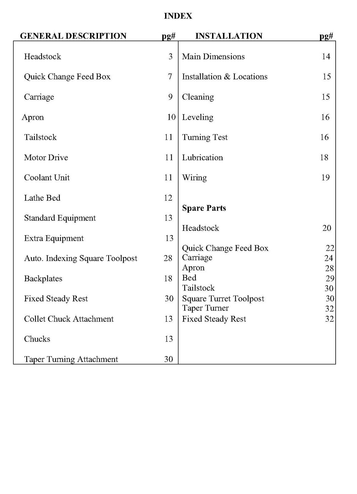 OPERATOR MANUAL FITS CLAUSING-COLCHESTER 13 INCH ALL-GEARED HEAD LATHES