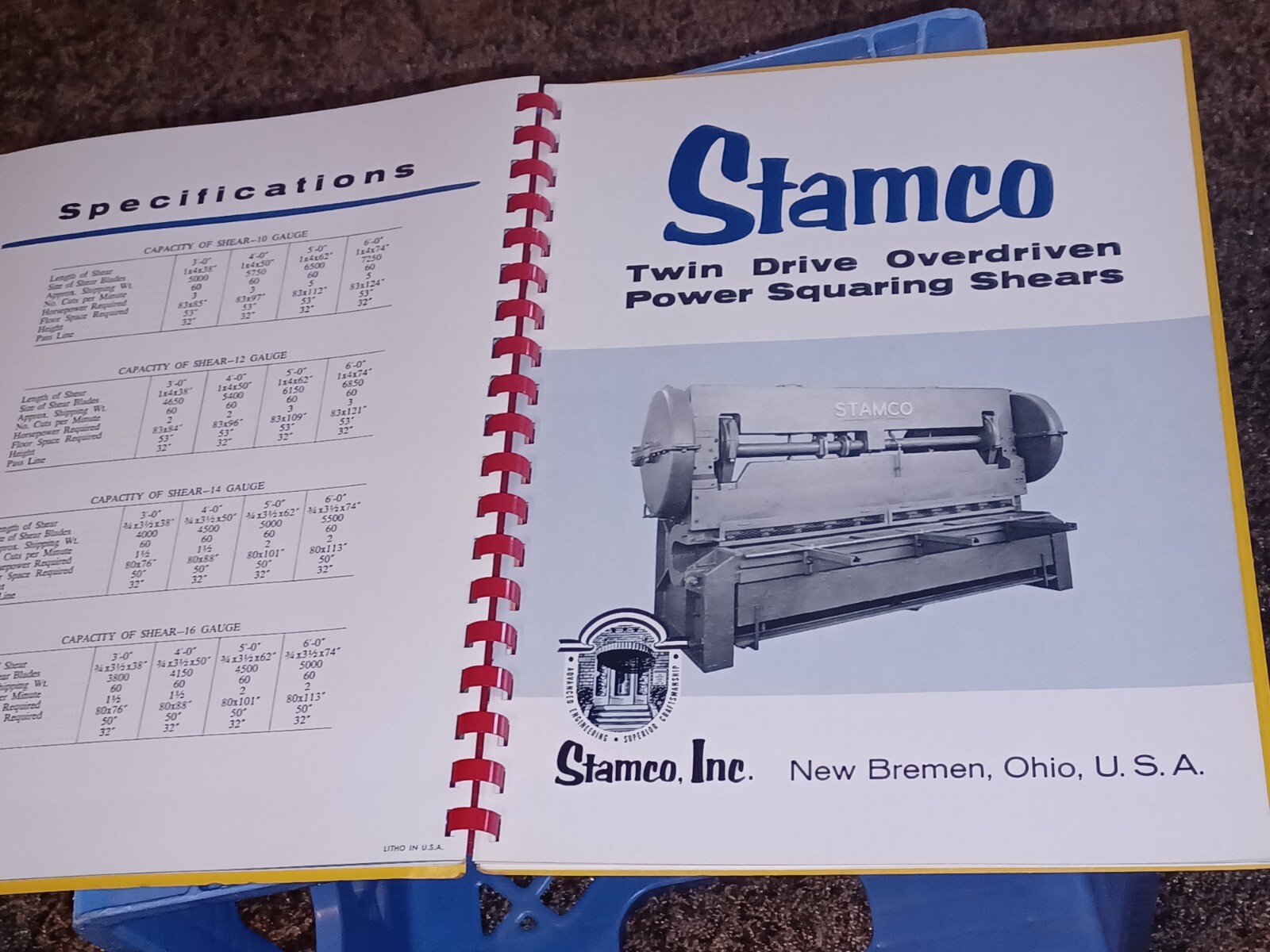1950’s STAMCO SHEET AND PLATE EQUIPMENT MACHINIST INDUSTRIAL TOOLS CATALOG BOOK