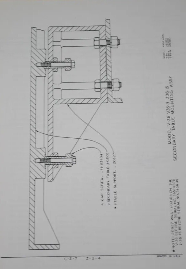 Doall V-36 Band Saw Parts Manual 1968