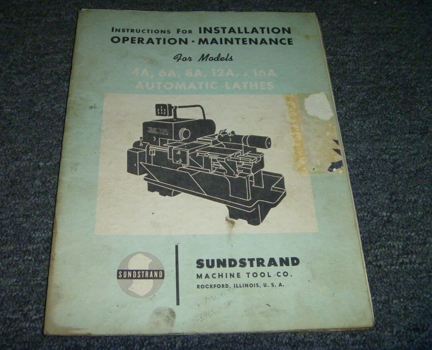 Sundstrand 6A Automatic Lathe Installation, Operator, & Maintenance Manual xz