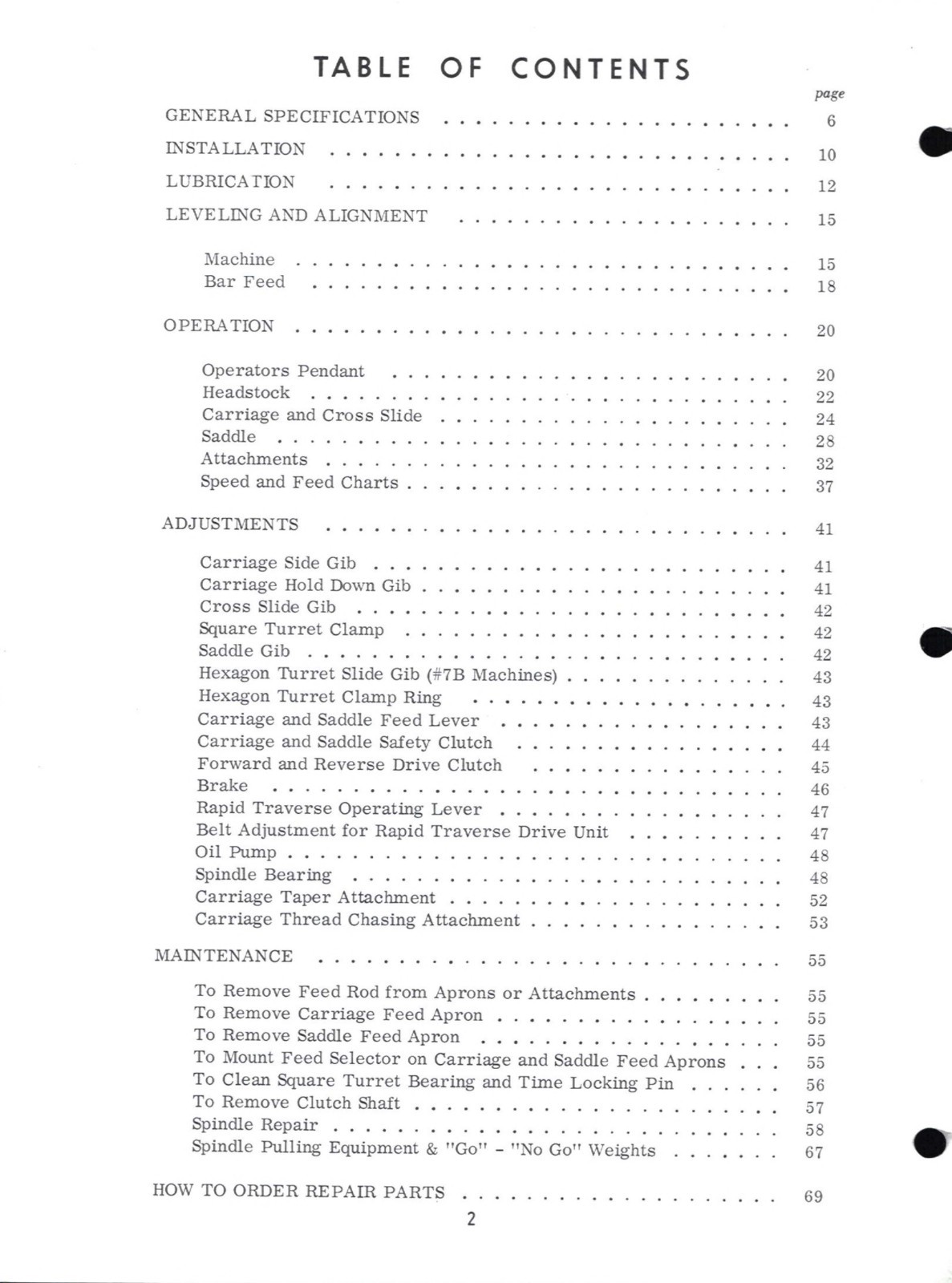 Parts & Service Manual Fits Textron Jones & Lamson No 7 Lathe