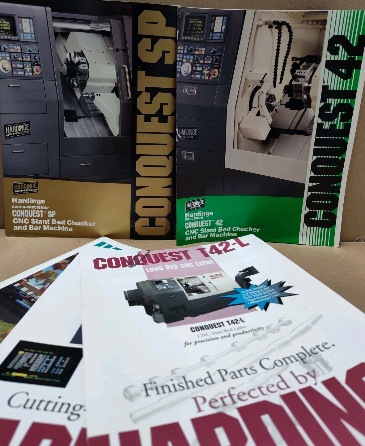 Harding Conquest & CNC Lathes Sales Brochure Lot Advertising Bulletin Vtg